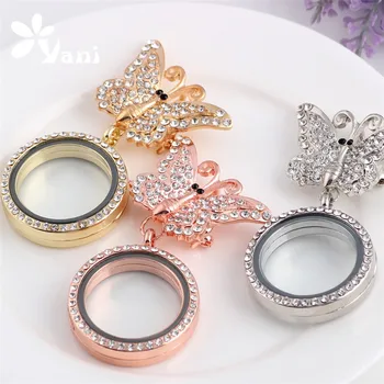 

10pcs/lot 30mm Crystal Floating Locket with Brooch Butterfly Brooch with Glass Locket Bride Wedding Brooches Pins