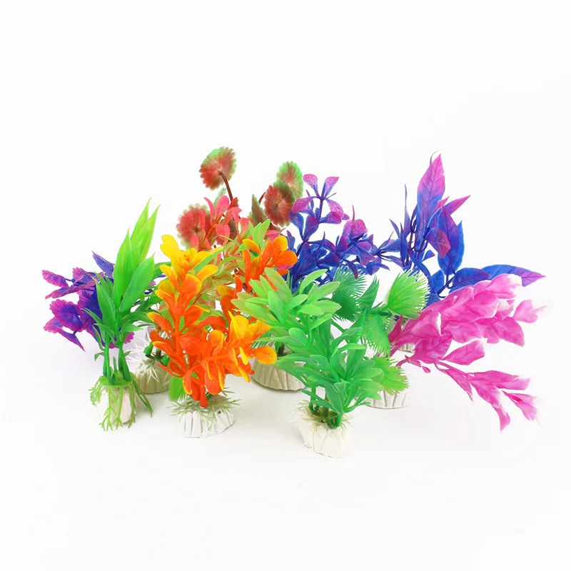

10Pcs/lot Plastic Aquarium Plants Plantas Artificiales Decorative Fish Plant Accessories Aquario Ornament Decor Landscape