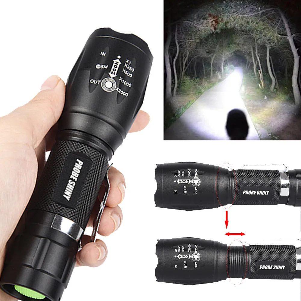 

2018 High Quality Super Bright XM-L T6 LED Adjustable Focus Flashlight Torch Zoomable Drop Shipping