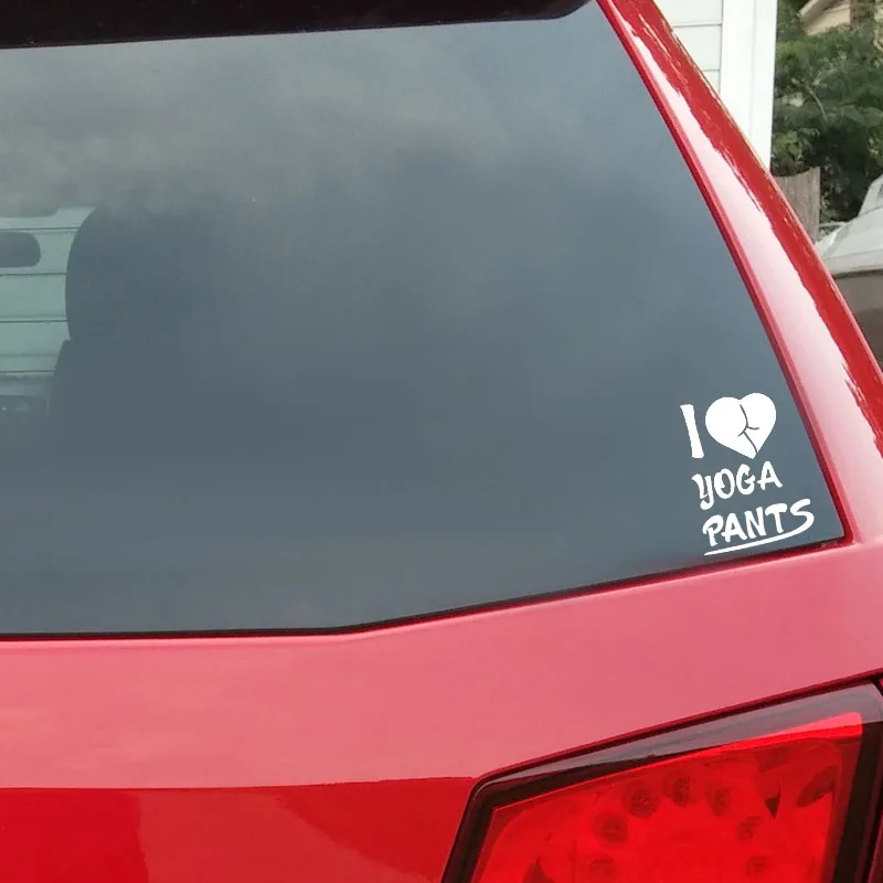 YJZT 10*13.2CM Words I Love Yoga Pants Sexy Black/Silver Fashion Design Car Sticker Vinyl Decal Zero Defect C20-0565