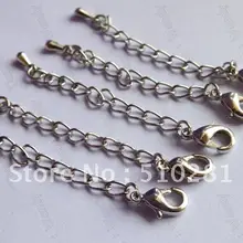 500 шт родиевое покрытие 5 см с слеза падение ОБЖИМНАЯ бусина и 12 мм ювелирные замки-карабины удлинитель цепи