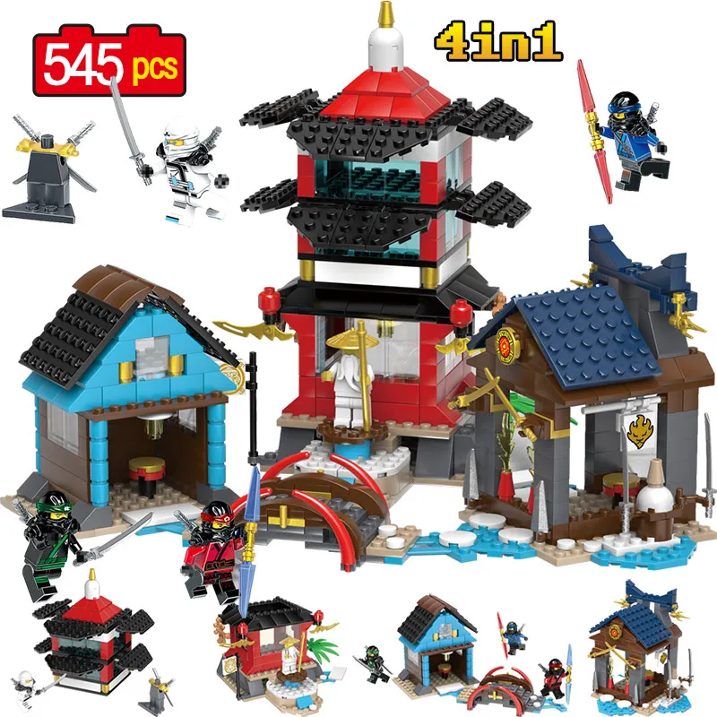 

545pcs 4in1 Boys Friends Temple Airjitzu Mini Building Blocks Model Technic Educational Figure Bricks Toys for Children