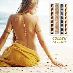Новый Дизайн Золотая флеш-тату модные Временные татуировки Временные наклейки Временная Боди Книги по искусству Водонепроницаемый