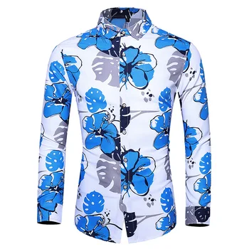 

2020 Autumn Fashion New Men's Large Size Long Sleeve Print Shirt Thin Men's Casual Flower Top 7XL Free Shipping