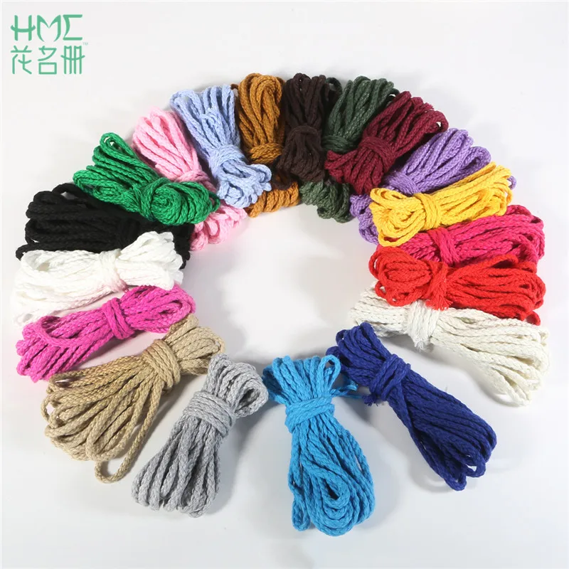 5yards 19 Colors 6mm Polyester Cotton Rope Craft Decorative Twisted Cord Rope For Handmade Decoration DIY Lanyard Thread Cord