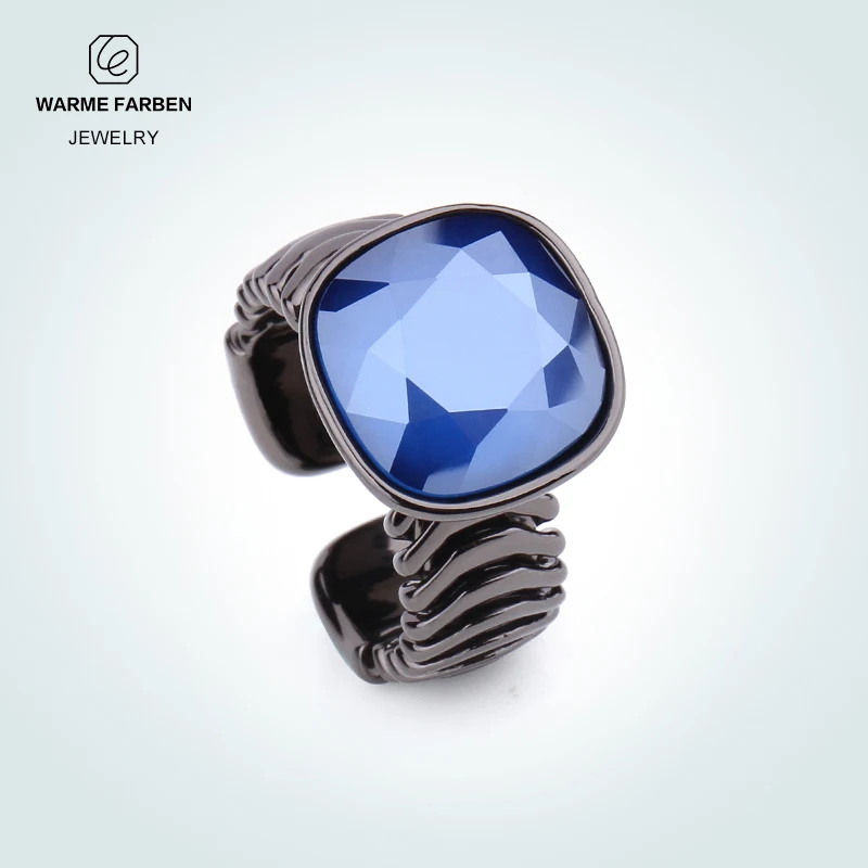 

Warme Farben Crystal from SWAROVSKI WOMEN Rings Adjustable Size Jewelry Ring Simple Square Ring Birthday Gifts for Girlfriend