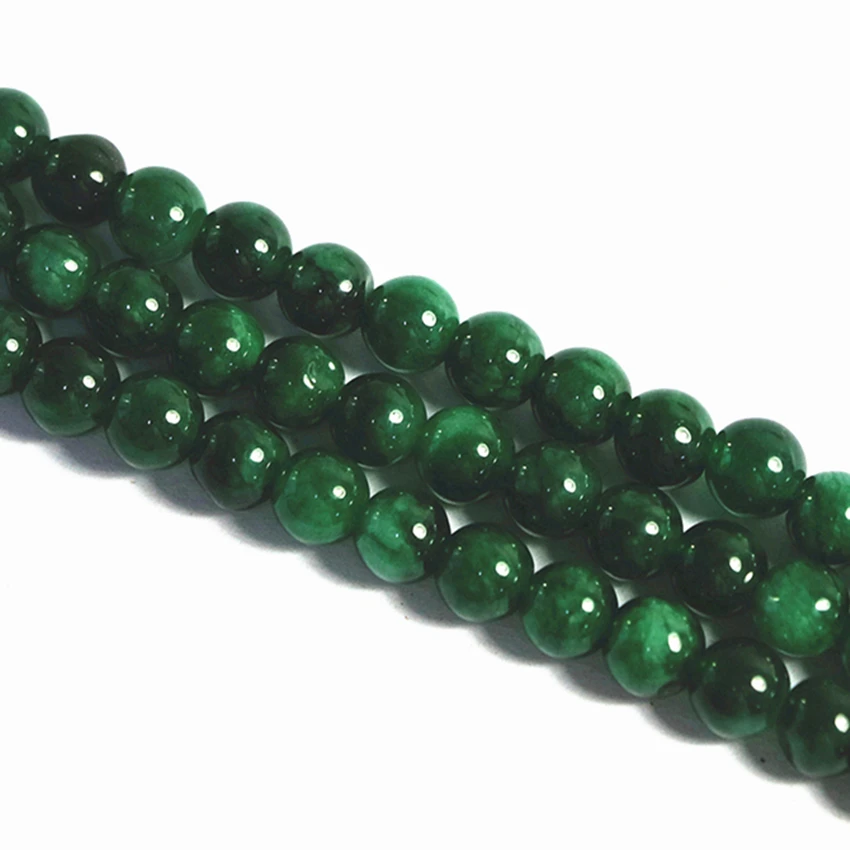 Natural green stone chalcedony jades 6mm 8mm 10mm 12mm Diy Jewelry