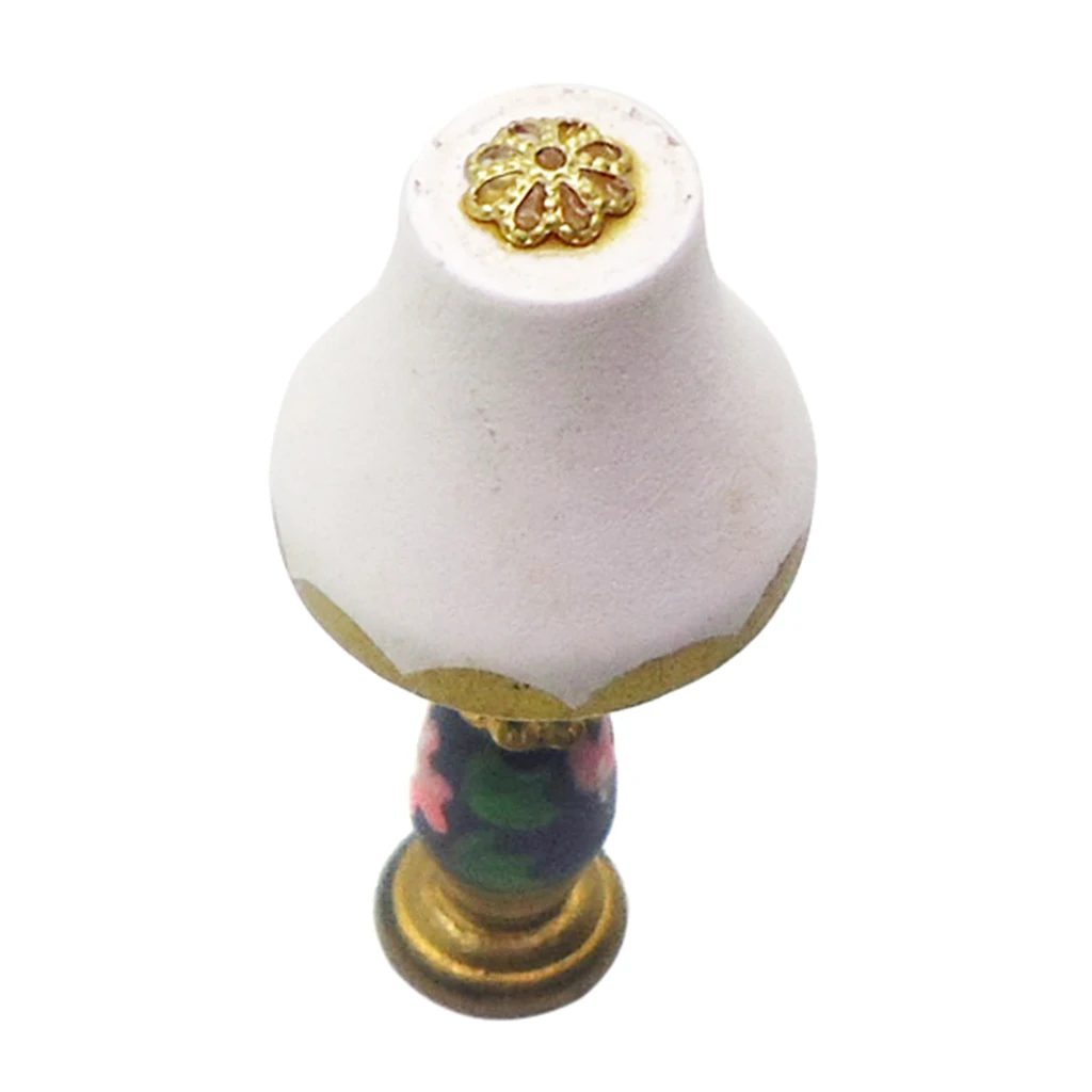 1/12 Dollhouse Light Lamp Toy Wooden Table Lamp Retro Desk Light Model Crafts For Miniatures Room Decor Accessory