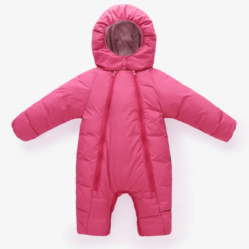 Зимние Детские Пуховые хлопковые пиджаки комбинезон для маленьких девочек и мальчиков плотная Верхняя одежда Пальто Водонепроницаемый зимний детский лыжный костюм P129 - Цвет: Розовый