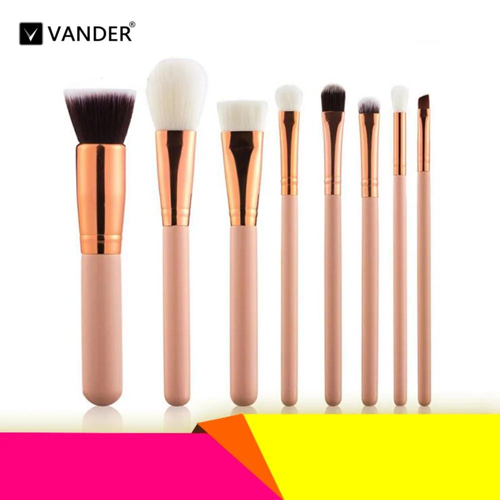 Professional 8pcs Rose Pink Makeup Brushes Set Make Up Brush Tools
