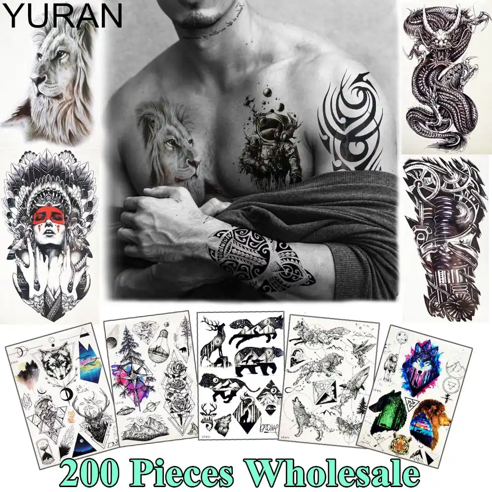 Yuran 0 Pieces Wholesale Galaxy Tattoo Temporary Body Art Tatoo Tribal Lion Tiger Sticker For Men Women Fake Arm Chest Tattoos Temporary Tattoos Aliexpress