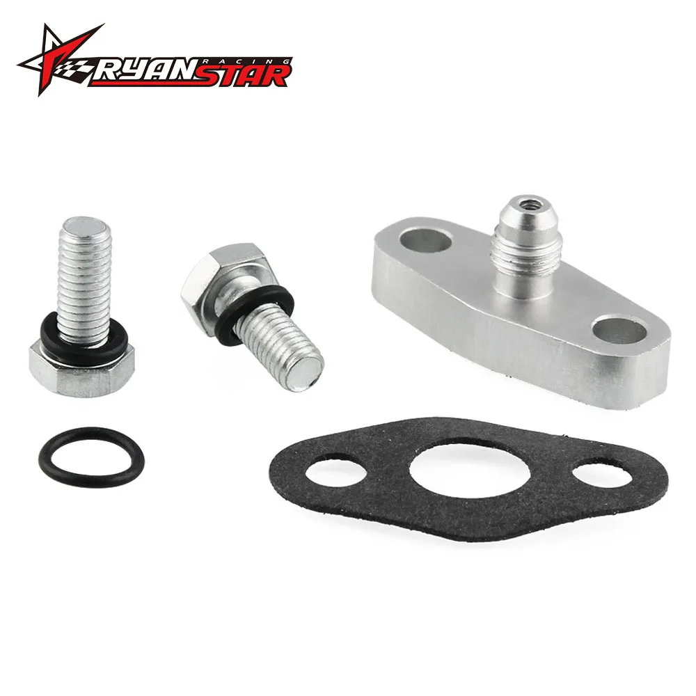 Billet Aluminum Turbo Oil Feed Flange Kit AN4 for Garrett T3 T4 T04B