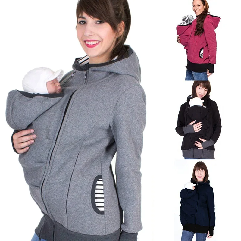 Модная стильная теплая одежда с длинным рукавом для будущих мам многофункциональная Детская толстовка на молнии