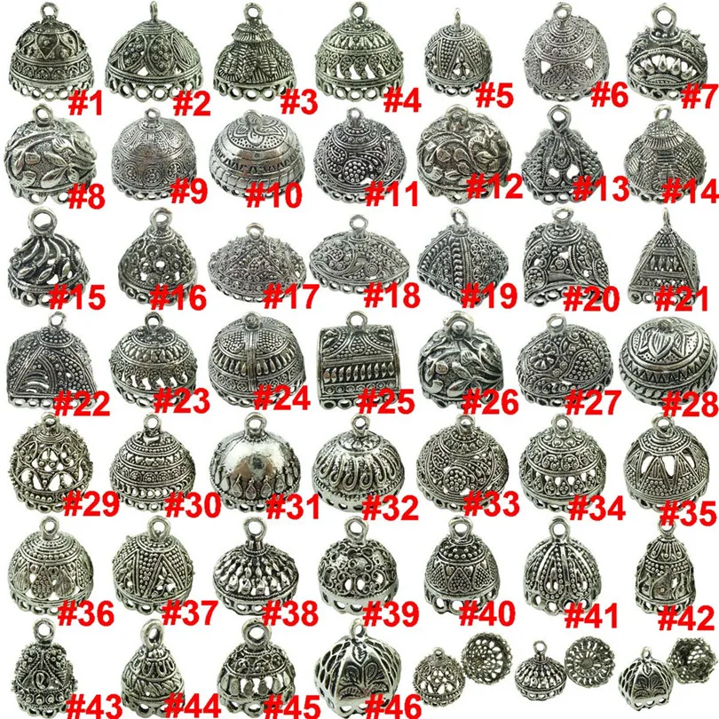 

20 Styles Hot Sale 2pcs Retro Silver Filigree Charm Pendant Tassel Cap End Jewelry Findings Crafts Making