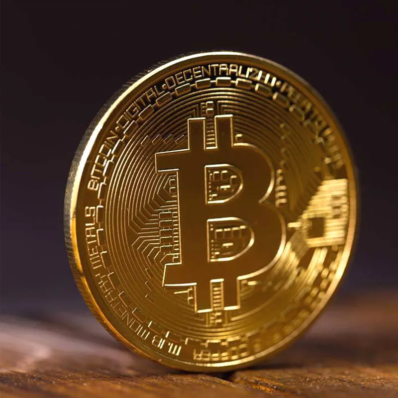 1pcs Gold Plated Bitcoin Coin Collectible Great Gift Bit Coin Art Collection Physical Gold Commemorative Coins Creative Souvenir