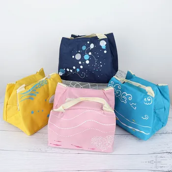 

1Pcs New Cute Underwater World Pattern Lunch Box Thermal Insulation Pack Waterproof Canvas Portable Lunch Bag Oxfords Cloth