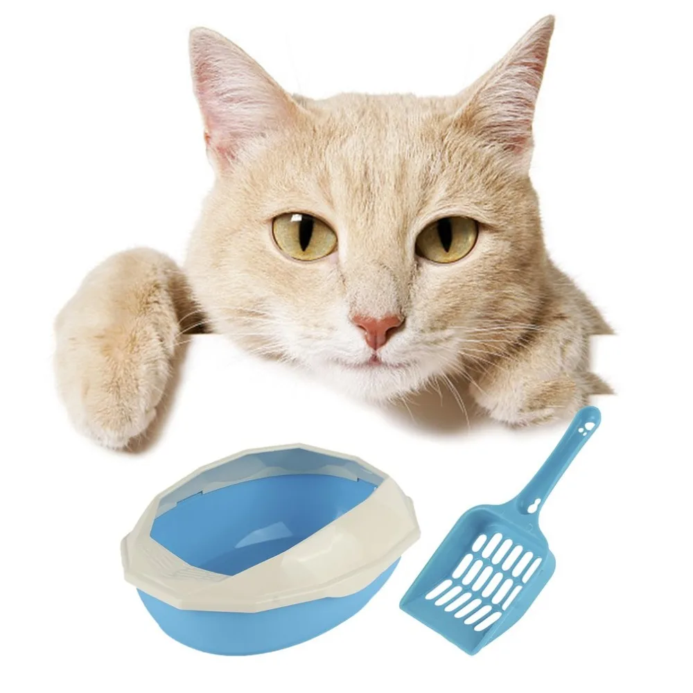 Pet Cat Sand Basin Set Waste Box Detachable Plastic Litter Pot for Cat