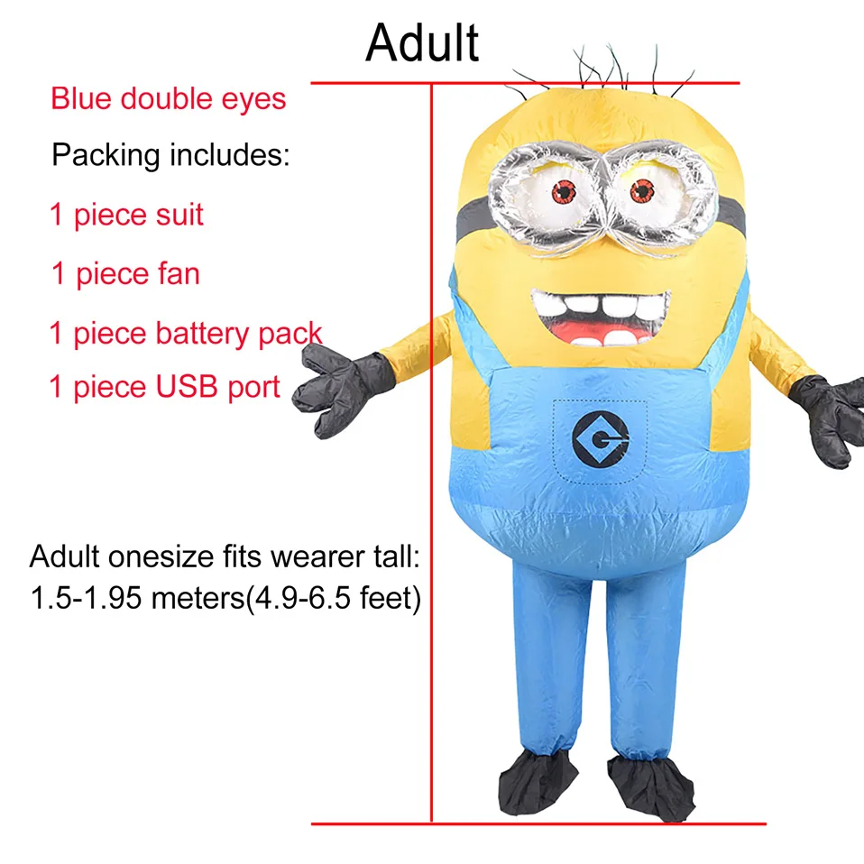 Men Women Inflatable Minion Costume Halloween Party Costumes Despicable Me Mascot Costume Minion Cosplay Clothing for Carnival - Цвет: Adult Blue Double