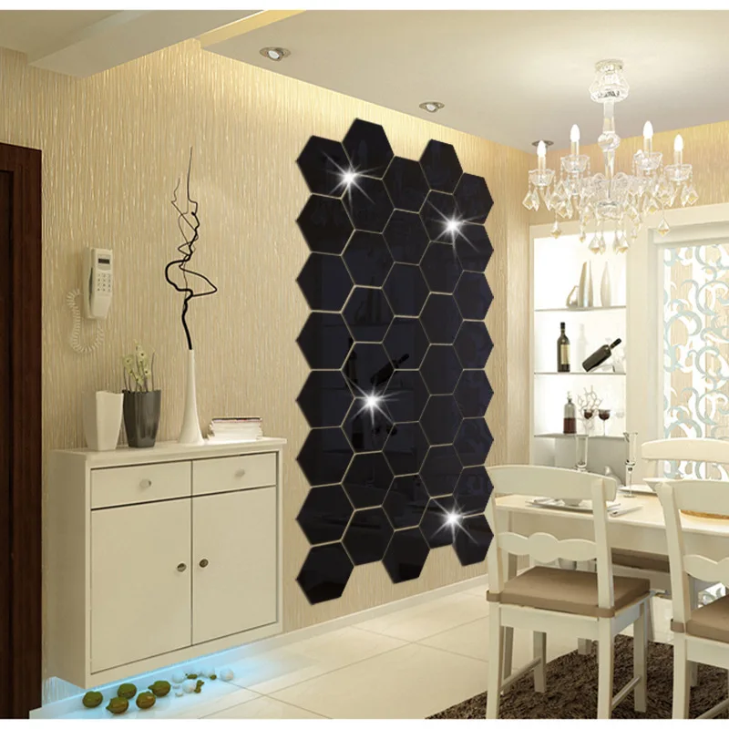 Настенные зеркальные геометрические шестигранные зеркальные настенные стикеры DIY домашний декор увеличенное зеркало для Холла съемное безопасное 7 шт