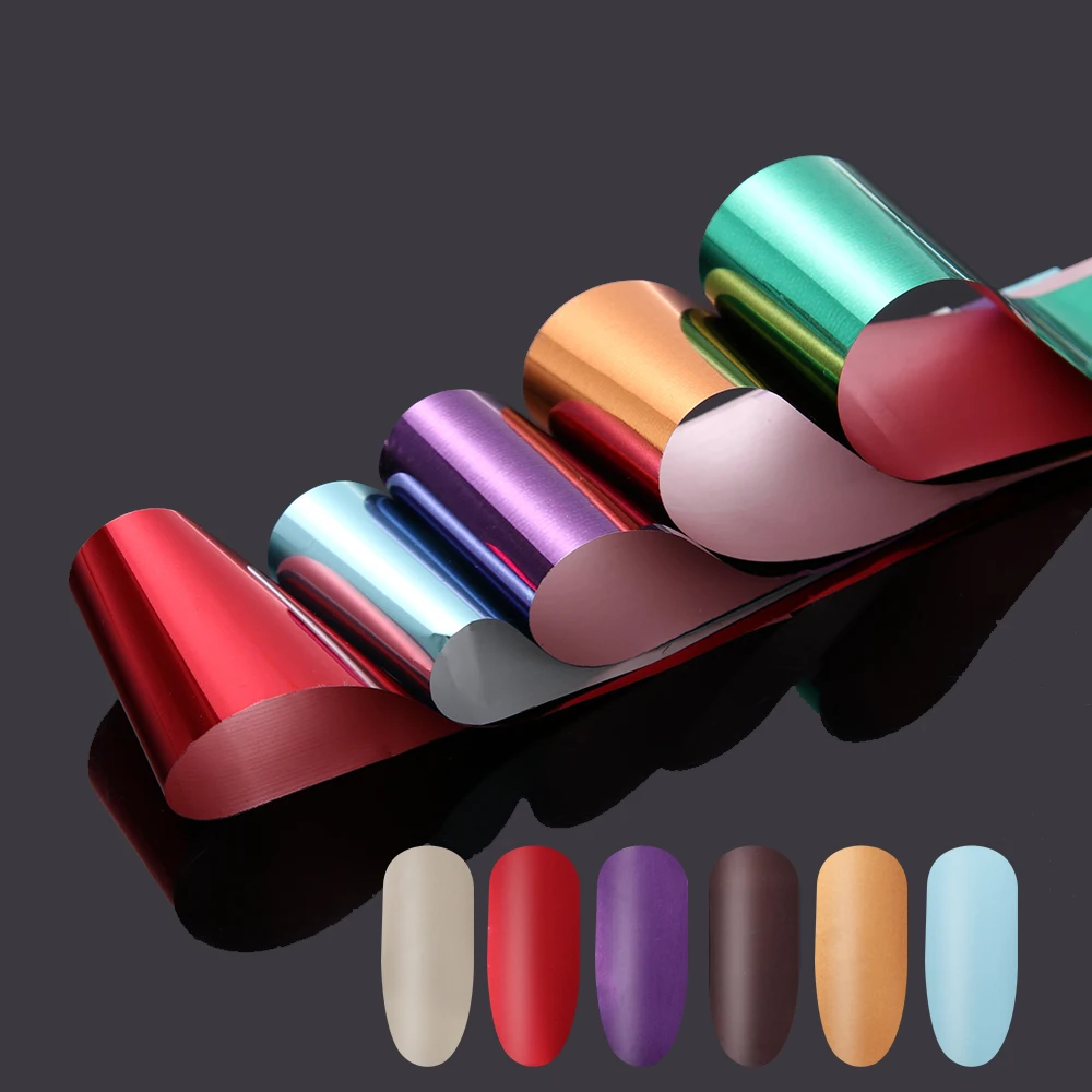 

10PC/box Multi-color Holographic Laser Rose Gold Matte Flower Starry Sky Nail Foils Transfer Sticker DIY Manicure Decals