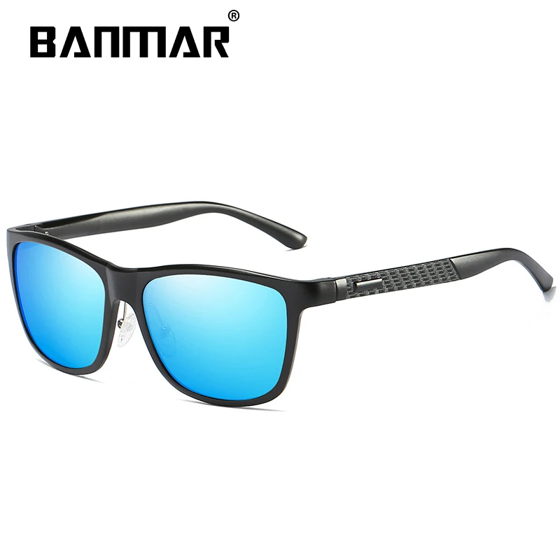 BANMAR Брендовые мужские алюминиевые солнцезащитные очки поляризованные UV400 зеркальные Мужские Солнцезащитные очки женские для мужчин Oculos De Sol очки аксессуары - Цвет линз: BLACK BLUE