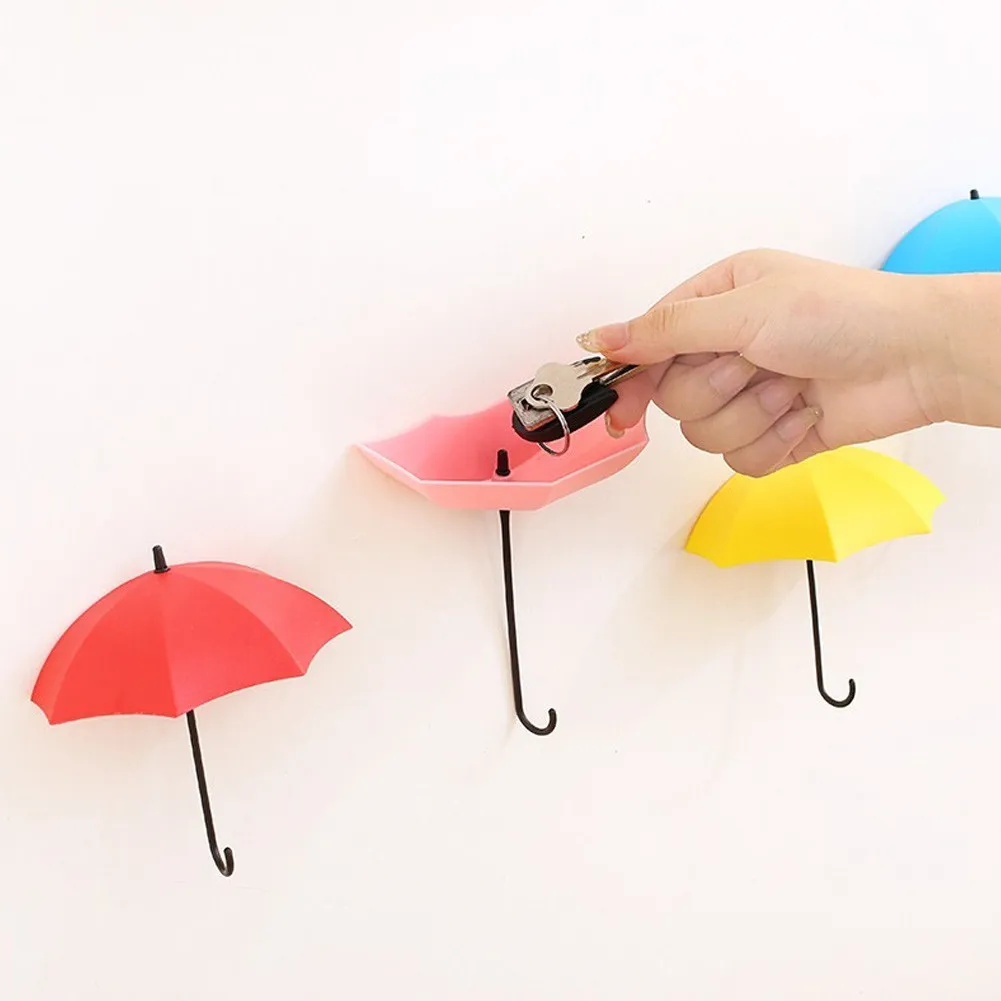 Милый зонтик в форме 1 шт. Красочный Прочный настенный крючок для зонтика ключ заколка для волос держатель Вешалка Органайзер декоративный Pqw0720