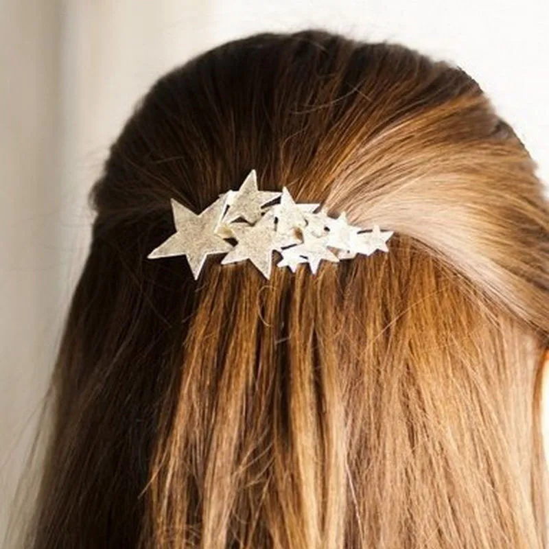 1 PCS Gold Silver Star Hair Clip Barrette Hairpin Bobby Pin Jewelry