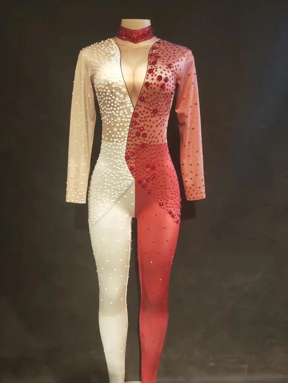 red rhinestone jumpsuit