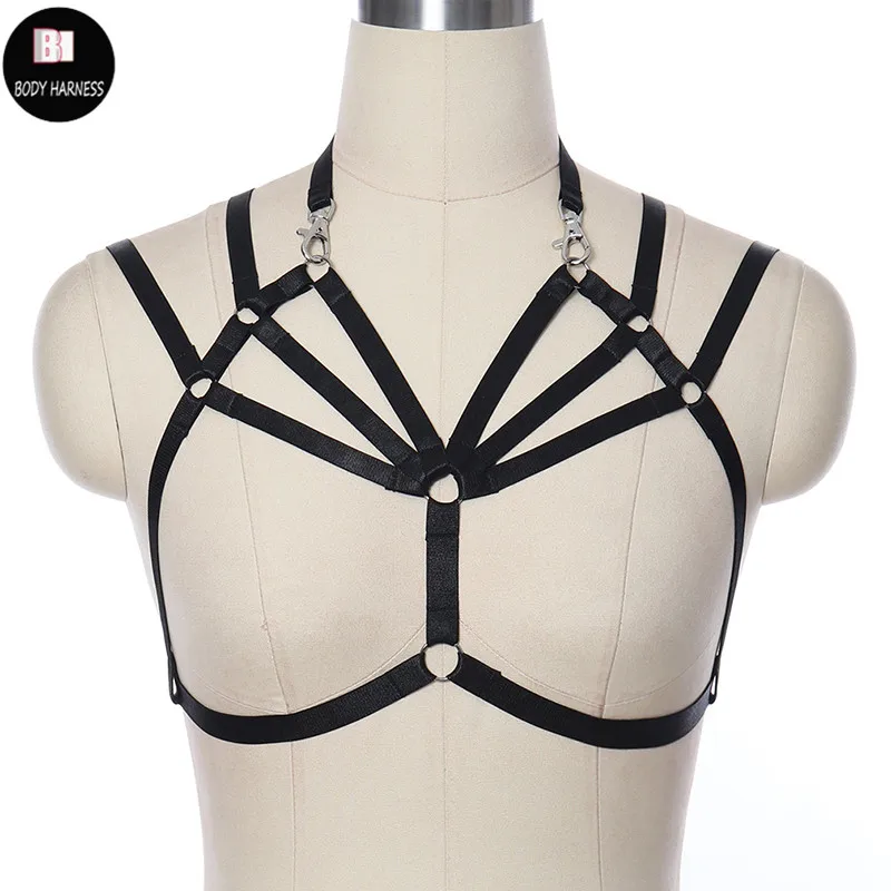 

Sexy Crop Top Women Rave Harness Bra Gothic Bondage Dress Fetish Body Cage Goth Lingerie Harness Pole Dance Black Cage Bra