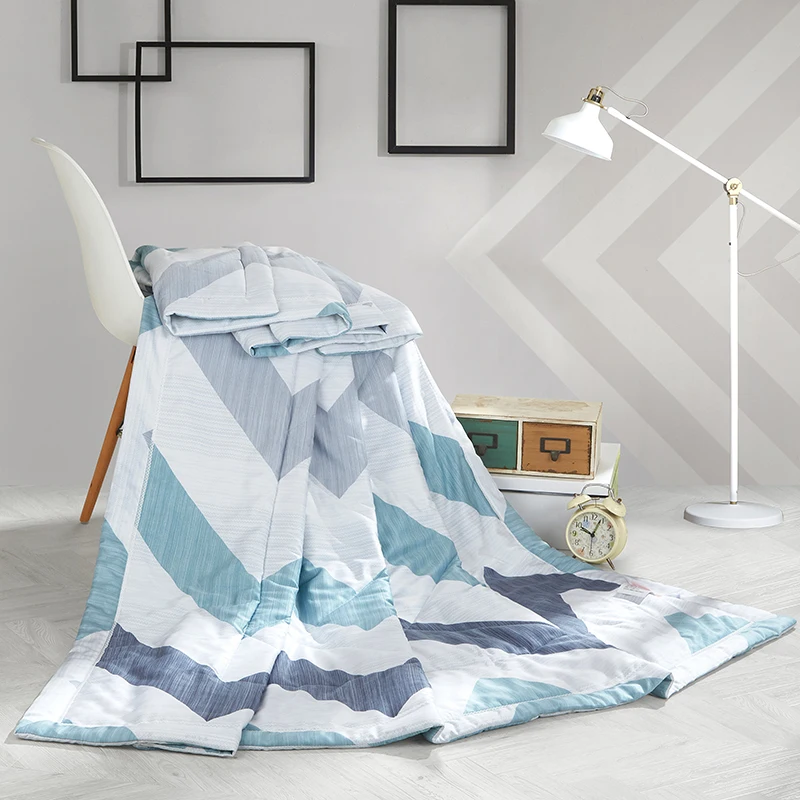 

Simple Waves Stripes Quilting Summer Comforter Quilt Stitching Modal Fabric Polyester Filler Twin Queen Air-Condition