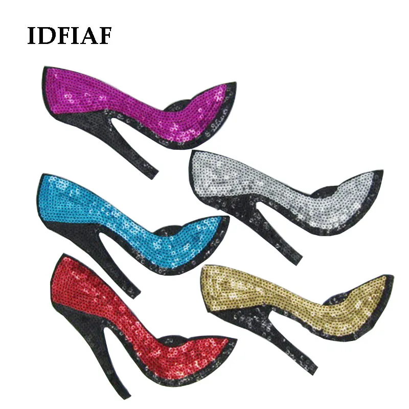 Women Flower High Heel Shoe Pair Fashion Embroidered Iron On Applique Patch