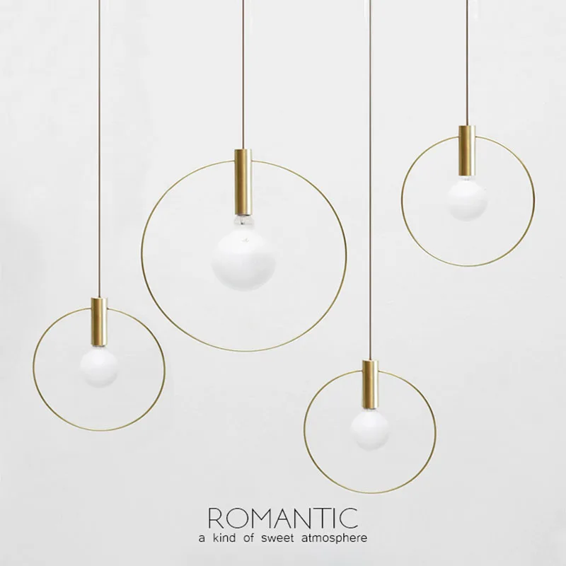 

2019Nordic Circular Ring Pendant Lights Modern Handlamp for Restaurant Living Room Bar E24LED Industrial Pendant Lamps Luminaire