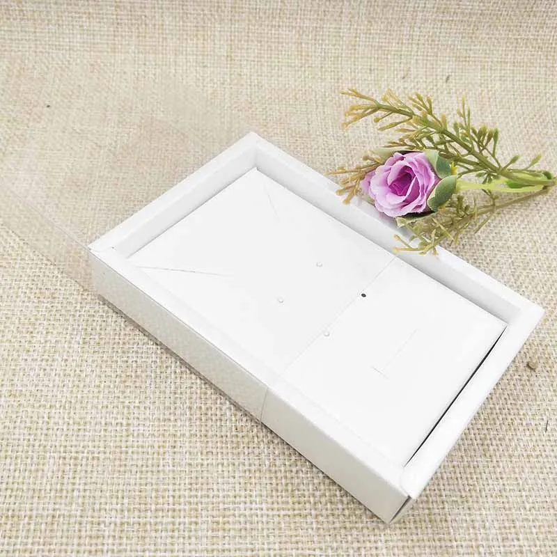 10 шт./лот ящик Gifg коробки для ожерелья/Eaarring упаковка ПВХ/бумажная крышка коробка для торта/конфет Свадебная любимая коробка - Цвет: clearcoverwhitebox
