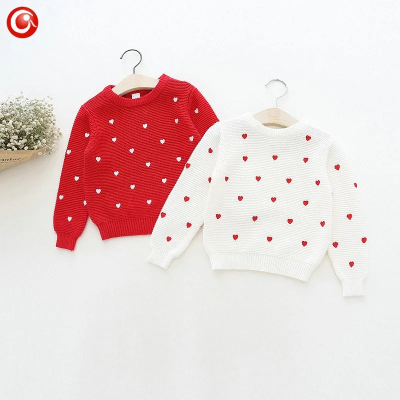 Children Girls Cardigan Heart Design Sweater Kids Long Sleeve O Neck Warm Pullover Knitted Clothes New Year Baby Clothing 2-6Y (4)