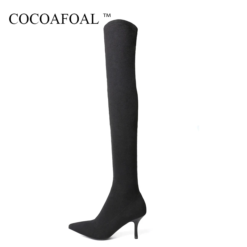 

COCOAFOAL Women's Winter Genuine Leather Over The Knee Boots Woman Sexy Thigh High Boots Plus Size 33 Fashion High Heeled Shoes