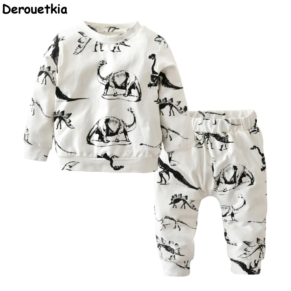 

autumn baby boy clothes long sleeve dinosaur printed tops+pants toddler newborn infant sport suit baby girl clothing set
