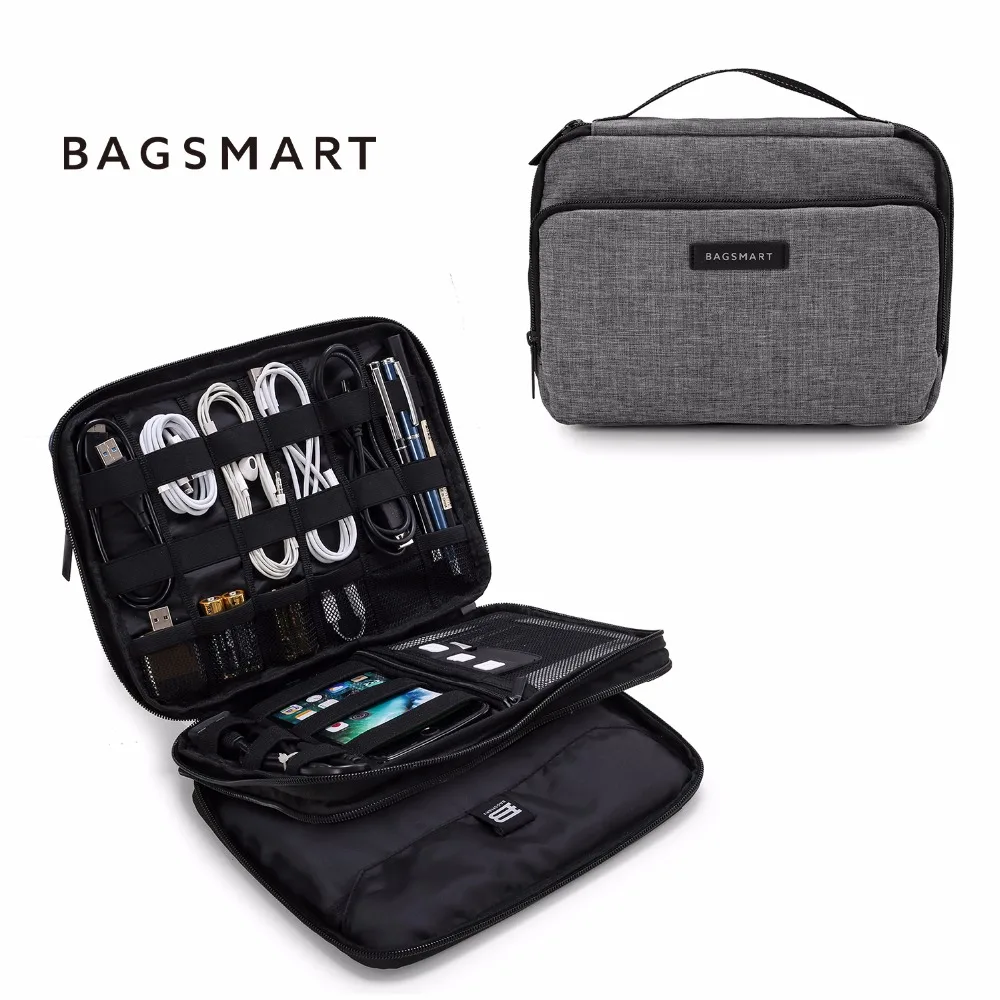 Bagsmart Double Layer Travel Gear Organizers for Cable Kindle Phone