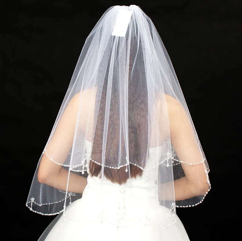 TS18 Velo de Boda Moldeado Cristalino Corto de Dos Capas Velos De Novia Velos Accesorios de La TS18 Velo de Boda Moldeado Cristalino Corto de Dos Capas Velos De Novia Velos Accesorios de La