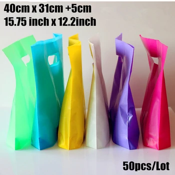 

50pcs/lot 40*31+5cm(15.75*12.2'') custom gift bags Plastic Shopping Bags wholesale with Handle promotion Packing Bag Plastic