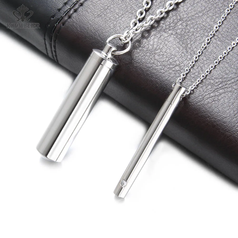 Цепочка с подвеской в виде цилиндра из нержавеющей стали 18 дюймов|cylinder steel|pendant