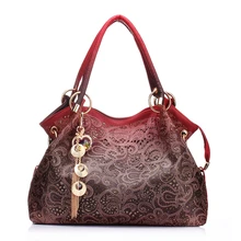 2016 elegant luxury Encarving Hollow Out leather bags ladies handbag woman messenger bag leisure Patent Leather handbag L964