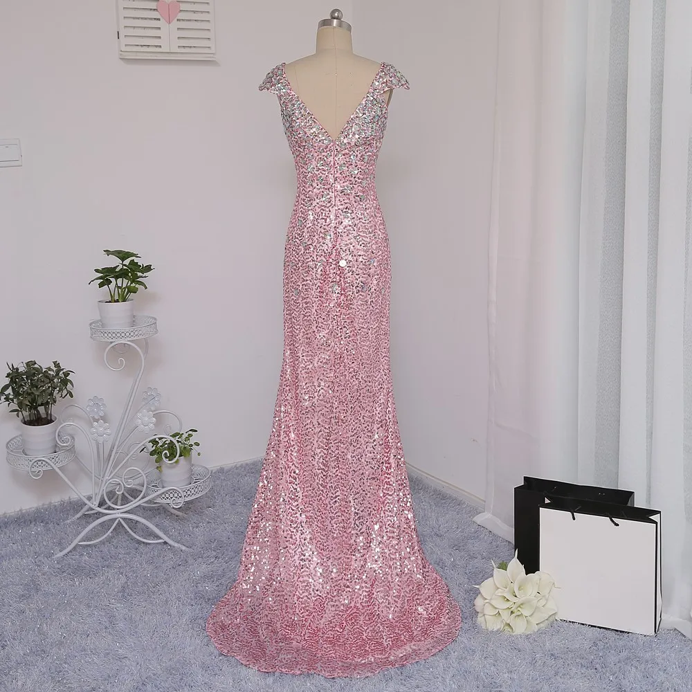 HVVLF розовые платья для выпускного вечера с рукавами-крылышками и блестками, длинное платье с открытой спиной для выпускного вечера, вечерние платья