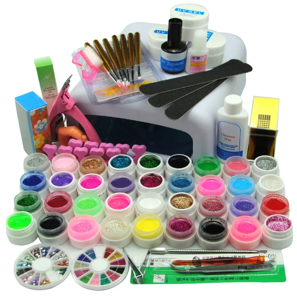 

36W Dryer UV Lamp for Nail UV Gel Polish Manicure Kit Set 36pcs Gel Vanish File Brush Nail Tips Manicure Pedicure Art Tools Kit