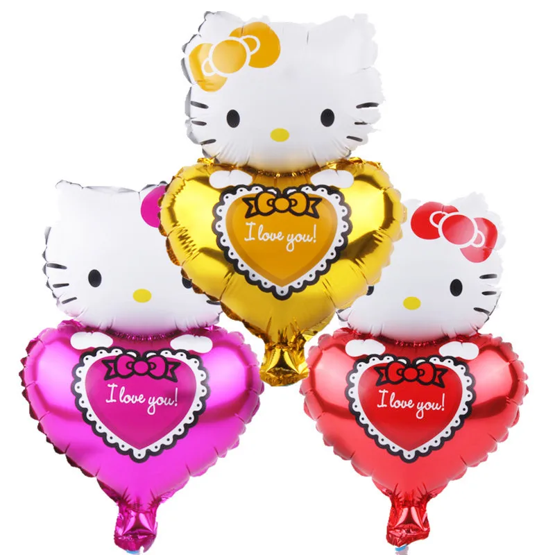 

XXPWJ Free Shipping New 1pcs Mini Aluminum Balloon Children's Toys Party Decorative Heart-shaped kt Balloon Wholesale B-020