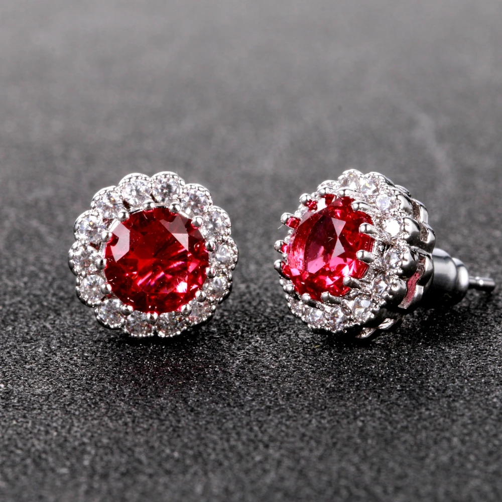 New Arrival Stud Earrings For Women Fashion 925 Sterling Silver Jewelry Earing With Ruby Stones Engagement Party Accessories