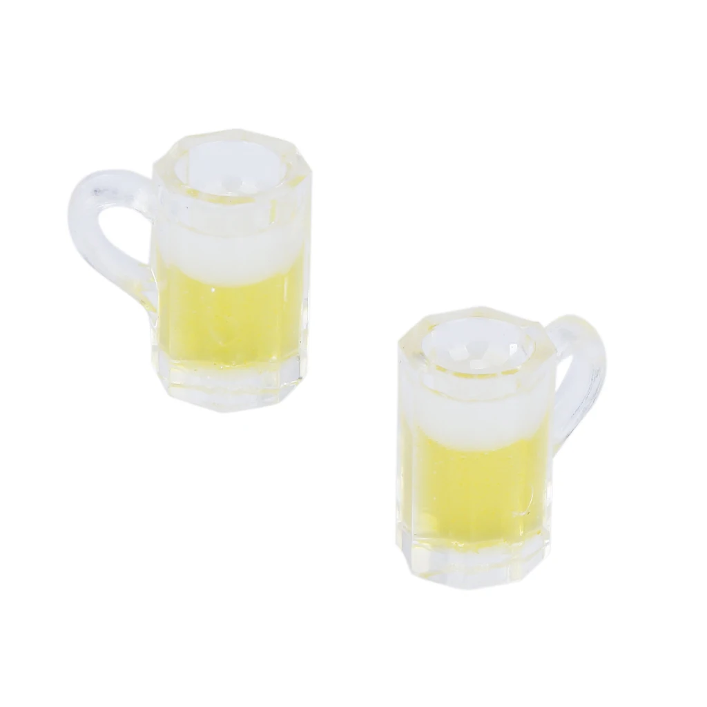 2pcs 1/12 Scale Dollhouse Miniature Beer Mug Mini House Furniture Dollhouse Accessories