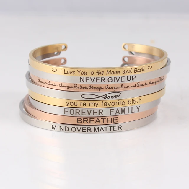2018 Custom Name Positive Inspirational Bracelet Personalized 2018 Custom Name Positive Inspirational Bracelet Personalized Jewelry Initial Engraved Bangle For