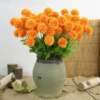 

10P Fake Single Stem Chlorella (4 heads/piece) 23.62" Length Simulation Dandelion for Home Wedding Decorative Artificial Flowers