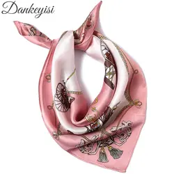 DANKEYISI новые весна шелк шарфы для женщин квадратный шарф хиджаб небольшой площади оголовье для шейный платок демисезонный печатных шарф