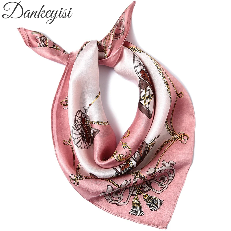

DANKEYISI Newest Spring Silk Scarves Square Scarf Hijab Small Square Headband Women Neckerchief Spring Autumn Printed Scarf